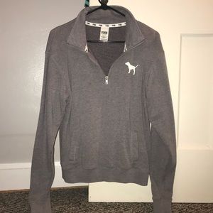 Gray PINK Victoria’s Secret Quarter Zip Sweatshirt